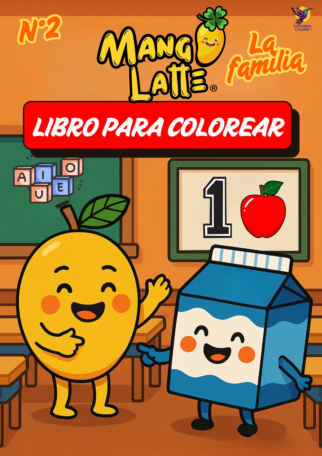 Libro para colorear La familia en español - Editorial Colibrí