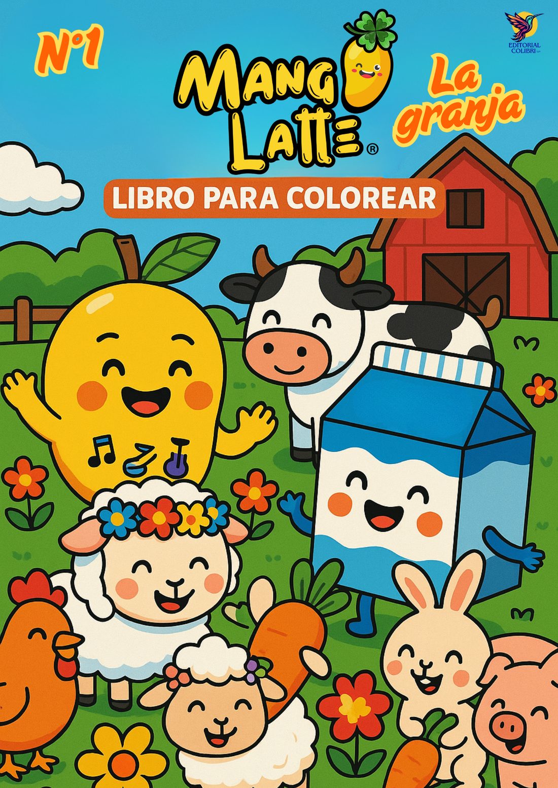 Libro para colorear La granja en español - Editorial Colibrí